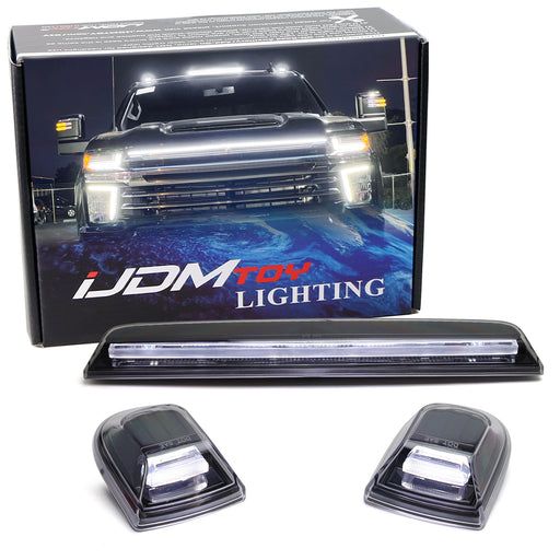 Black-Out White Full Strip 3D LED Cab Roof Light Kit For 20+ Silverado Sierra HD