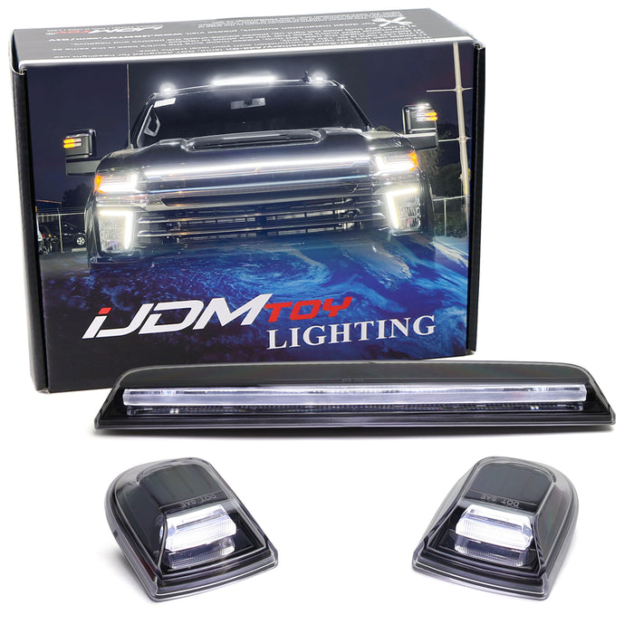 Black-Out White Full Strip 3D LED Cab Roof Light Kit For 20+ Silverado Sierra HD