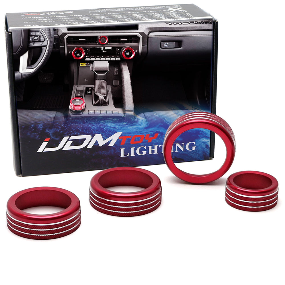 4pc Red Drive Mode, Volume/AC Knob Covers For 24+ Tacoma 25+ 4Runner 14" Screen