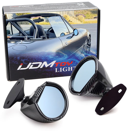 Carbon Fiber Retro Style Door Wing Rear View Mirrors For Mazda Miata & Universal