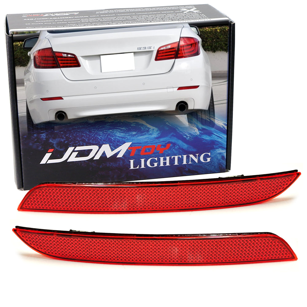 OE-Spec Red Rear Bumper Reflectors For BMW 2010-2013 F10 528i 535i 550i Standard