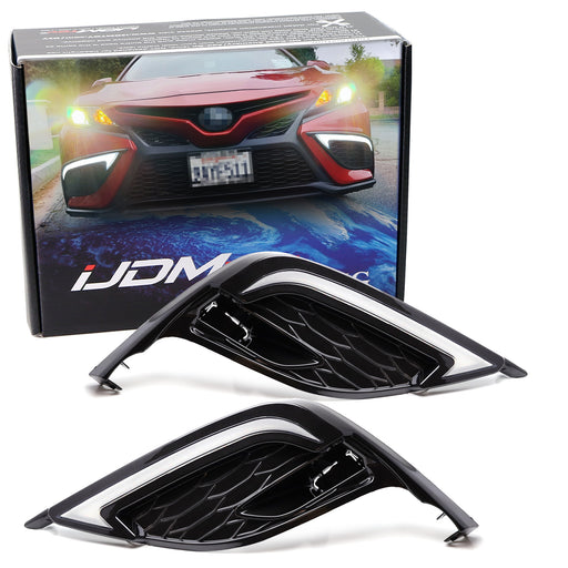 JDM/TRD Style Switchback LED DRL Fog Bezels For Toyota Camry SE XSE Trim