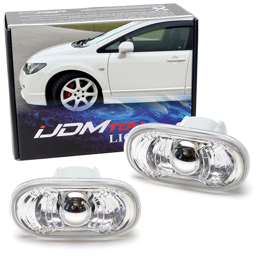 Chrome Clear Lens Side Marker Lamp Housings For JDM Honda Civic Type-R, Integra