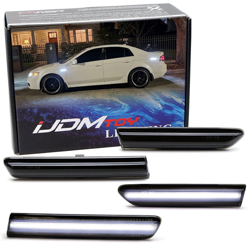 Clear Lens All White 180-SMD Full LED Strip Side Marker Lamps For 04-08 Acura TL