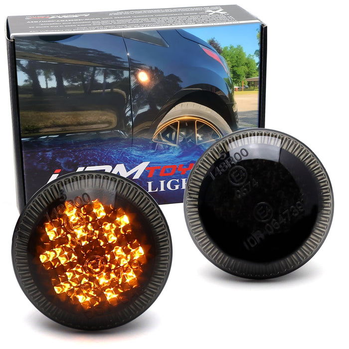 Smoked Lens Round Shape Amber Full LED Side Markers For Ford Transit Connect Van