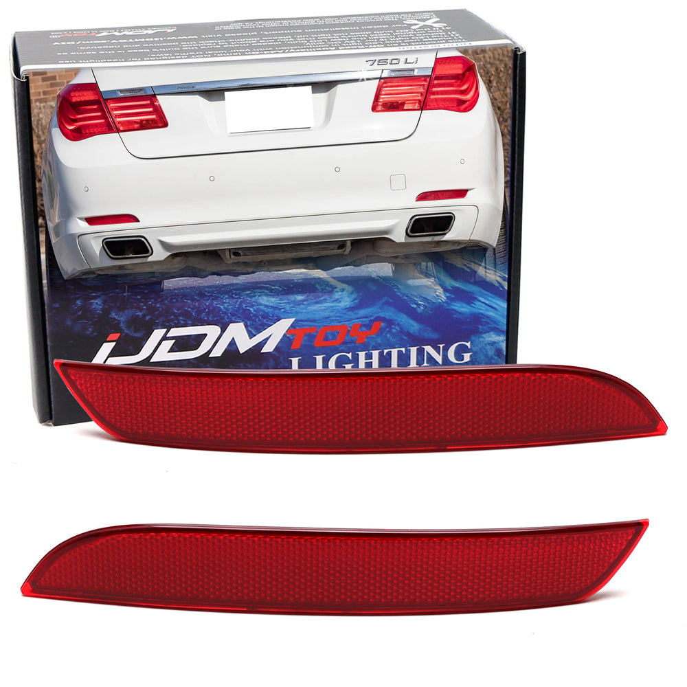 OE-Spec LH RH Red Lens Rear Bumper Reflectors For BMW 2010-2015 F01 F02 7 Series