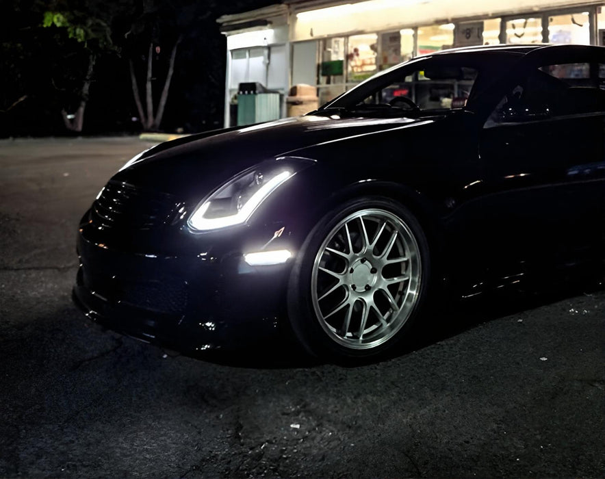 Clear White/Amber Sequential Blink LED Side Markers For 2003-06 Infiniti G35 4d