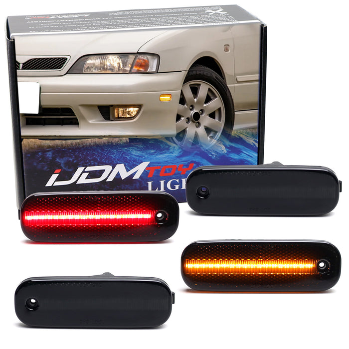 4pc Smoked Lens Amber & Red Full LED Strip Side Marker Lights For Infiniti G20