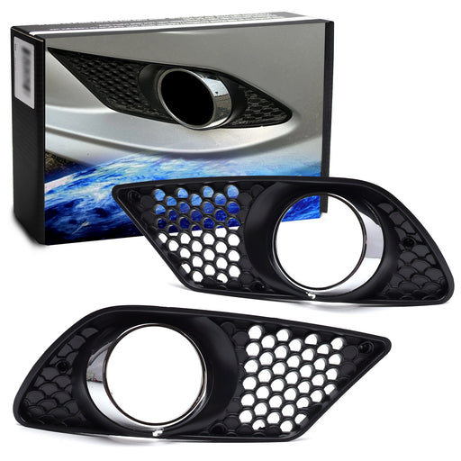 L/R Fog Lamp Bezel Covers w/Chrome Opening Trims For 08-10 Mercedes W204 C-Class