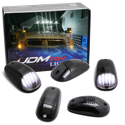 Smoked Lens White Full LED Cab Roof Marker Lamps For Dodge 2003-2018 RAM, RAM HD