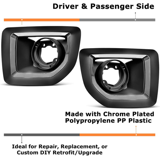 LH & RH Side OE-Spec Chrome Trim Foglamp Covers For GMC 2015-19 Sierra 2500 3500