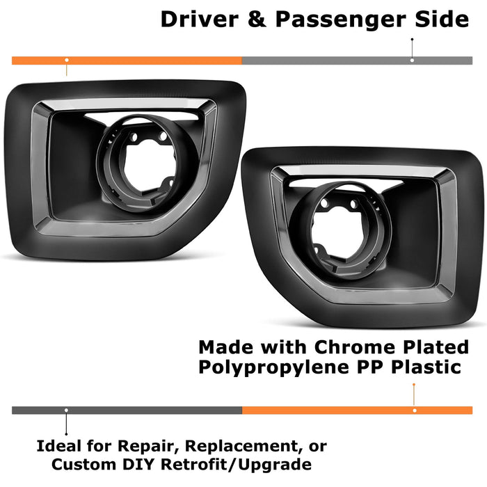 LH & RH Side OE-Spec Chrome Trim Foglamp Covers For GMC 2015-19 Sierra 2500 3500