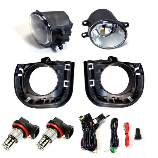 Complete Fog Light Kit w/ Bezel, Relay & White LED Bulbs For 2014-2016 Scion tC