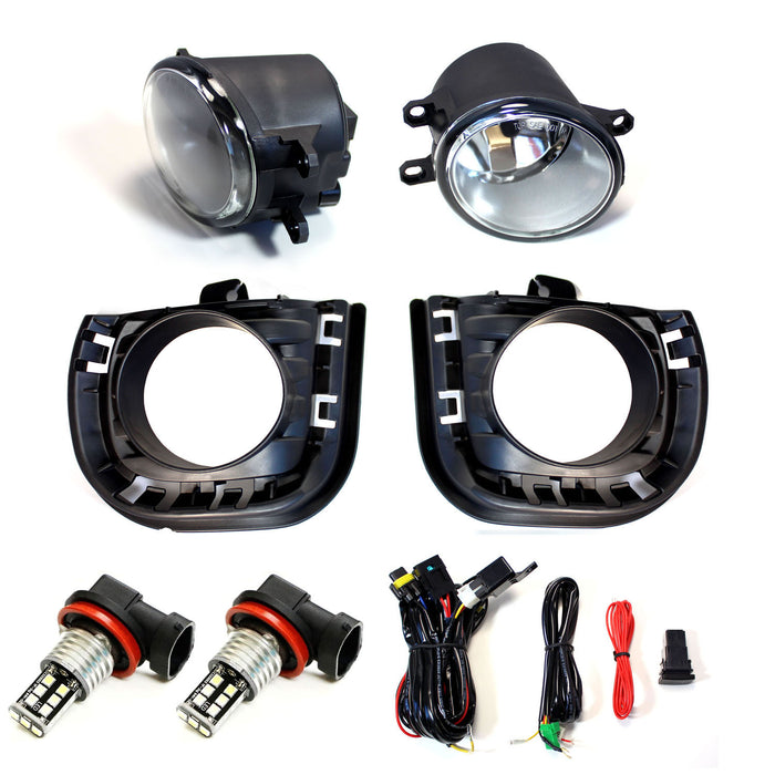 Complete Fog Light Kit w/ Bezel, Relay & White LED Bulbs For 2014-2016 Scion tC