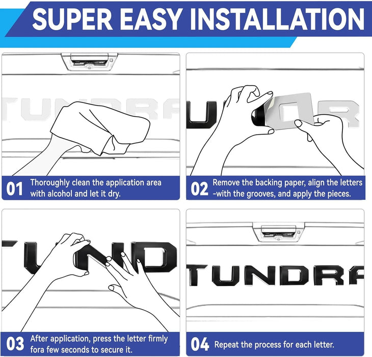 Matte Black Finish 3D Raised Tailgate Letter Pieces For 2022-up Toyota Tundra