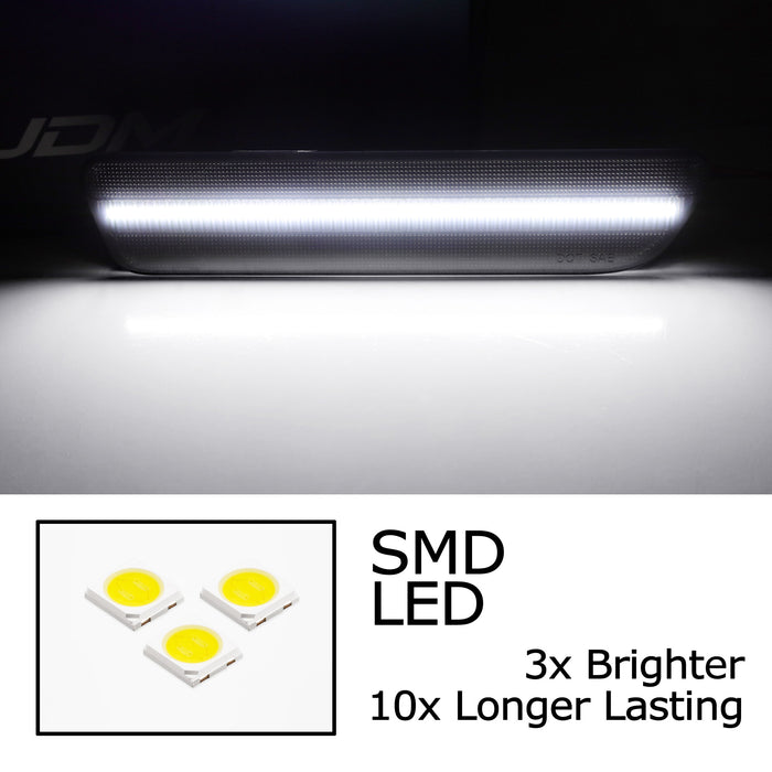 Smoked Lens White Full Strip LED Rear Side Marker Lamps For 2005-09 Ford Mustang