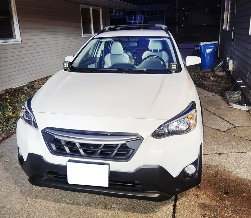 Hood Hinge Mount A-Pillar LED Ditch Light Bracket  For 18-23 Subaru Crosstrek XV