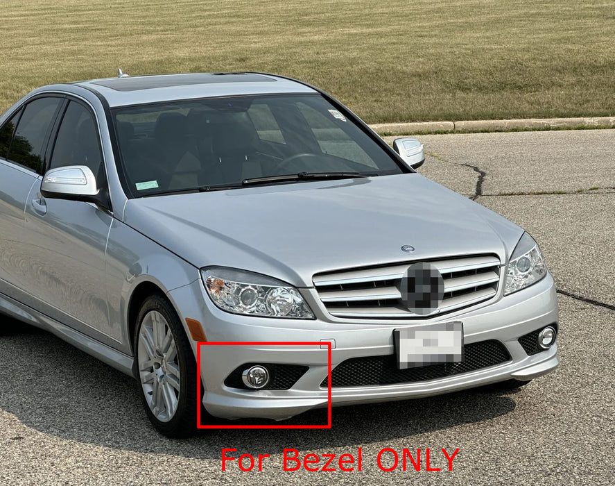 L/R Fog Lamp Bezel Covers w/Chrome Opening Trims For 08-10 Mercedes W204 C-Class