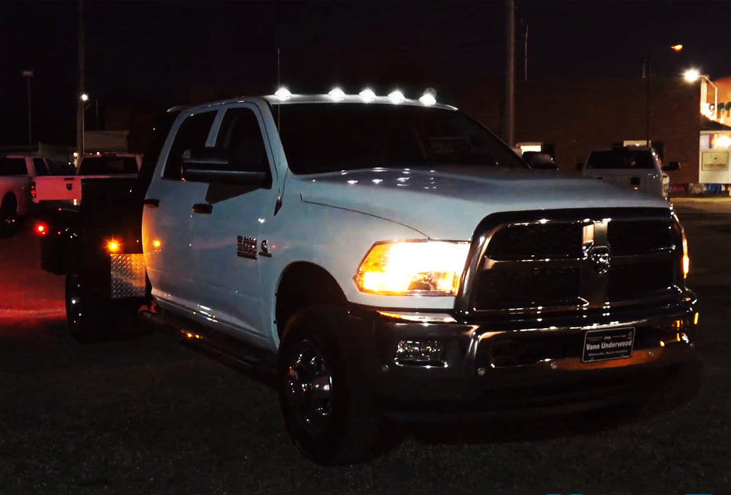 Smoked Lens White Full LED Cab Roof Marker Lamps For Dodge 2003-2018 RAM, RAM HD