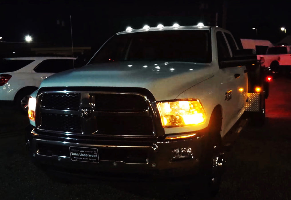 Smoked Lens White Full LED Cab Roof Marker Lamps For Dodge 2003-2018 RAM, RAM HD