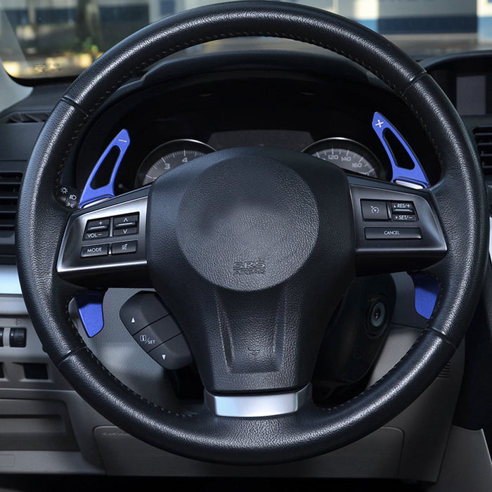 Blue Larger Steering Wheel Paddle Shifter Extensions For Subaru BRZ Impreza WRX
