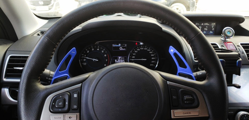 Blue Larger Steering Wheel Paddle Shifter Extensions For Subaru BRZ Impreza WRX