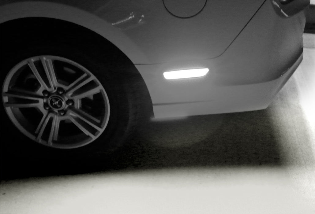 Smoked Lens White Full Strip LED Rear Side Marker Lamps For 2005-09 Ford Mustang