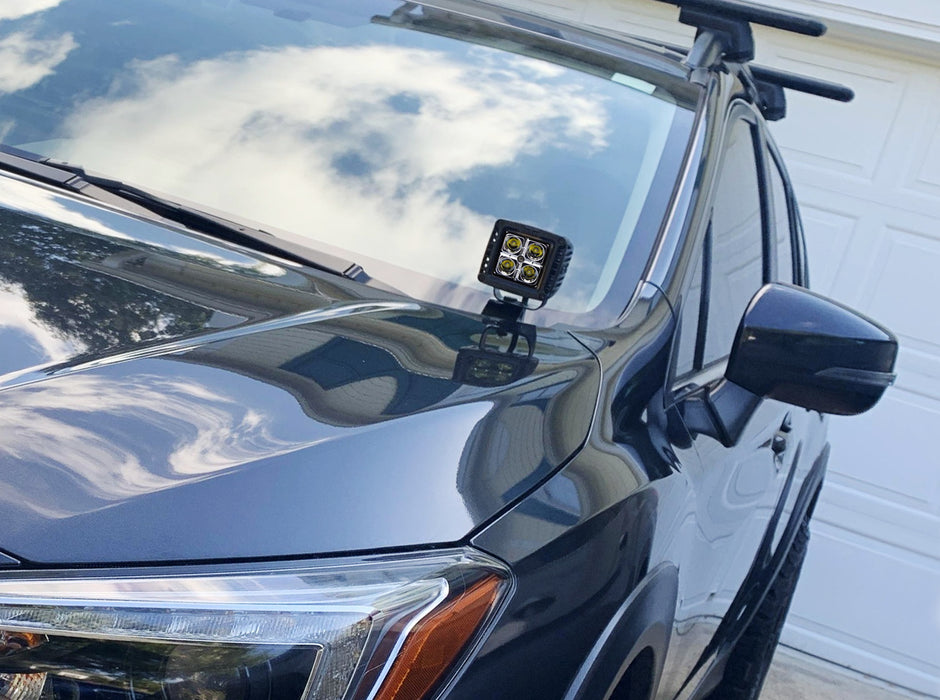 Hood Hinge Mount A-Pillar LED Ditch Light Bracket  For 18-23 Subaru Crosstrek XV