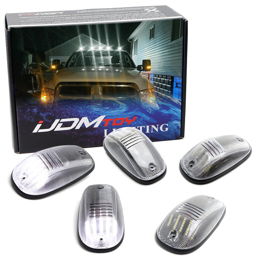Clear Lens White Full LED Cab Roof Marker Lamps For Dodge 2003-2018 RAM, RAM HD