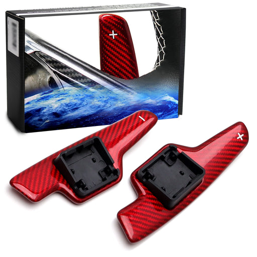 Gloss Red Real Carbon Fiber Paddle Shifter Replacements For 2020-up Corvette C8