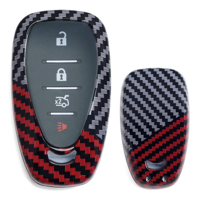 Black/Red Carbon Pattern Hard Key Case Shell For Chevy Camaro Malibu Cruze Volt