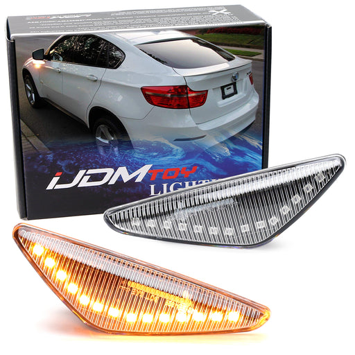 Clear Sequential Flash Amber LED Front Side Marker Light Kit For BMW X3 X5 X6