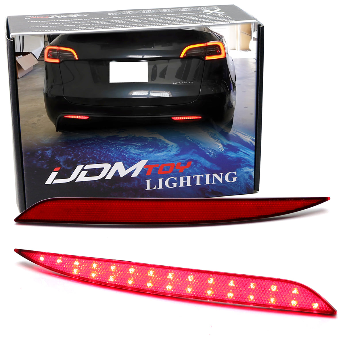 Dark Red Lens Full LED Rear Bumper Reflector Light Kit For Tesla 2020 ...