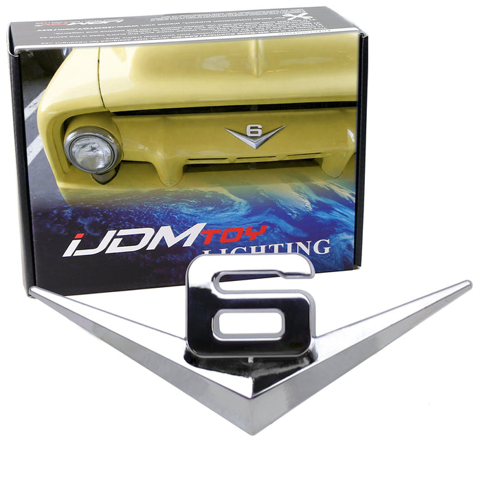 Vintage Style 3D Chrome Metal V6 Emblem For Grille Hood Trunk Fender Side Door