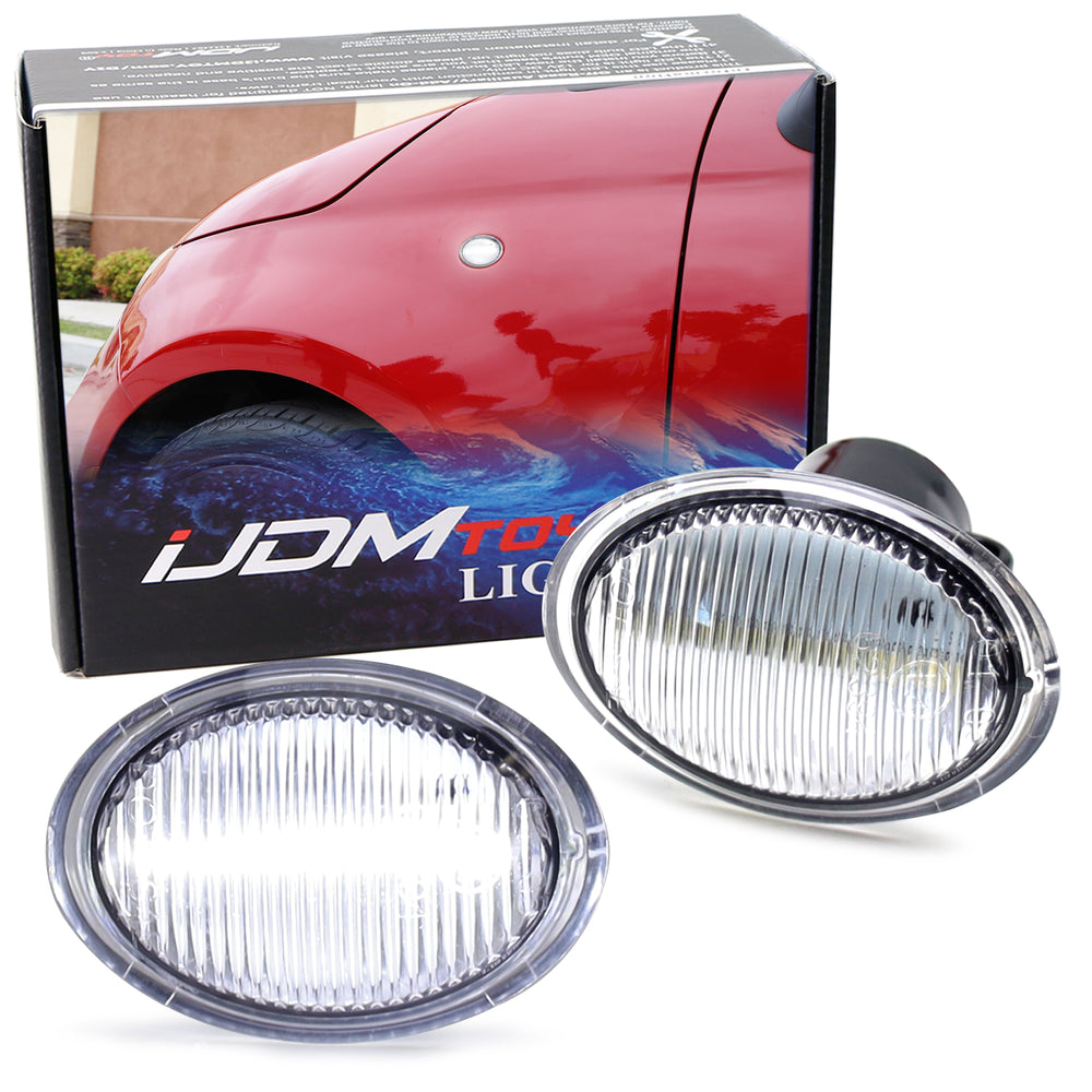 Clear Lens White Full LED Side Marker Lights For 07-19 Fiat 500 500e 500c Abarth