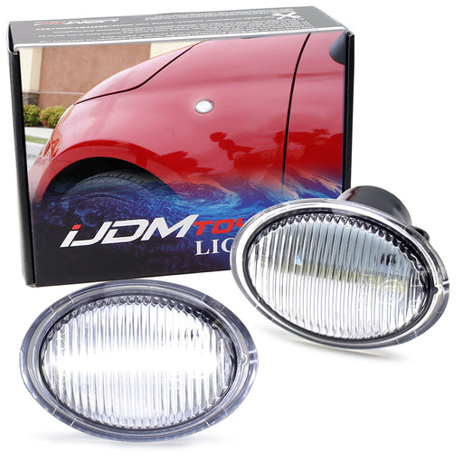 Clear Lens White Full LED Side Marker Lights For 07-19 Fiat 500 500e 500c Abarth