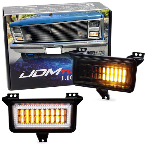 Smoked Lens White LED DRL & Amber Turn Signal Lights For Chevy/GMC C/K SUV Truck