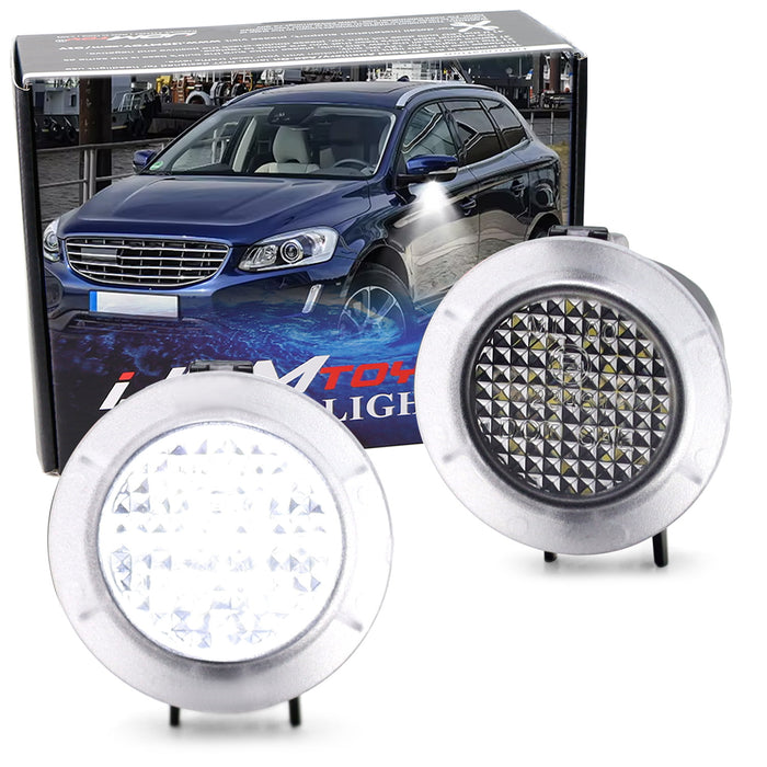 White 18-SMD Full LED Under Side Mirror Puddle Lights For Volvo 2009-2017 XC60