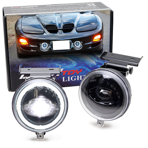Black-Out 2-In-1 White 24W High Power LED Fog Lamps w/ Halo For Pontiac Firebird
