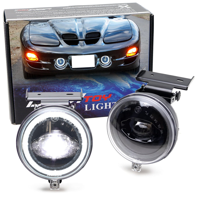 Black-Out 2-In-1 White 24W High Power LED Fog Lamps w/ Halo For Pontiac Firebird