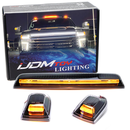Black-Out Amber Full Strip 3D LED Cab Roof Light Kit For 20+ Silverado Sierra HD