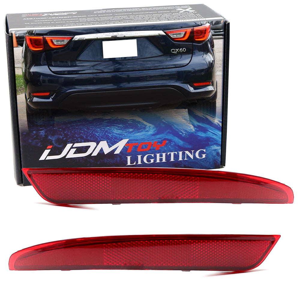 OE-Spec Red Lens Rear Bumper Reflector Replacements For Infiniti 2016-2020 QX60