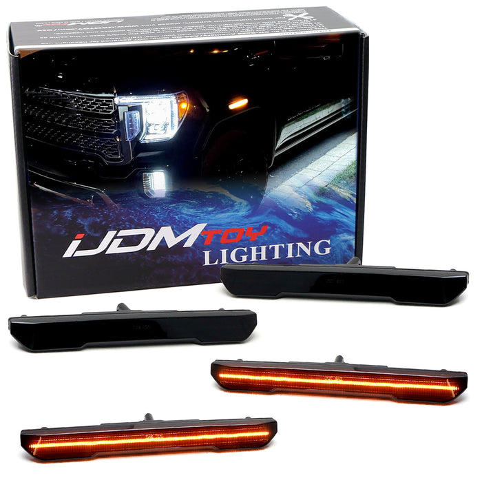 4pc Smoke Lens Amber Color LED Fender Side Markers For GMC Sierra 2500, Canyon