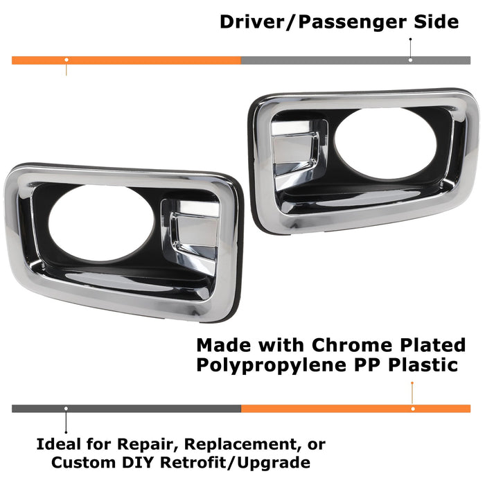 Driver/Passenger Side Chrome Trim OE-Spec Fog Lamp Bezels For Nissan 17-19 Titan