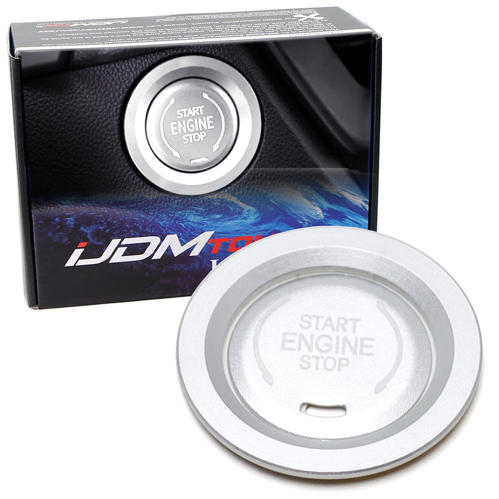 Satin Silver Engine Push Start Cover w/ Ring Trim For 2019-up Chevy Cadillac GMC