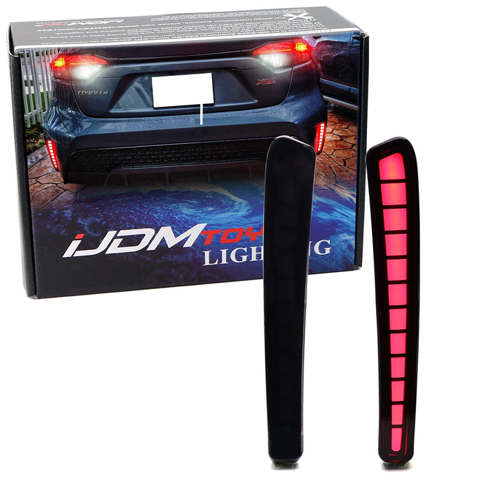 Smoked Lens LED Bumper Reflectors w/ Sequential Blink For 2019-22 Toyota Corolla
