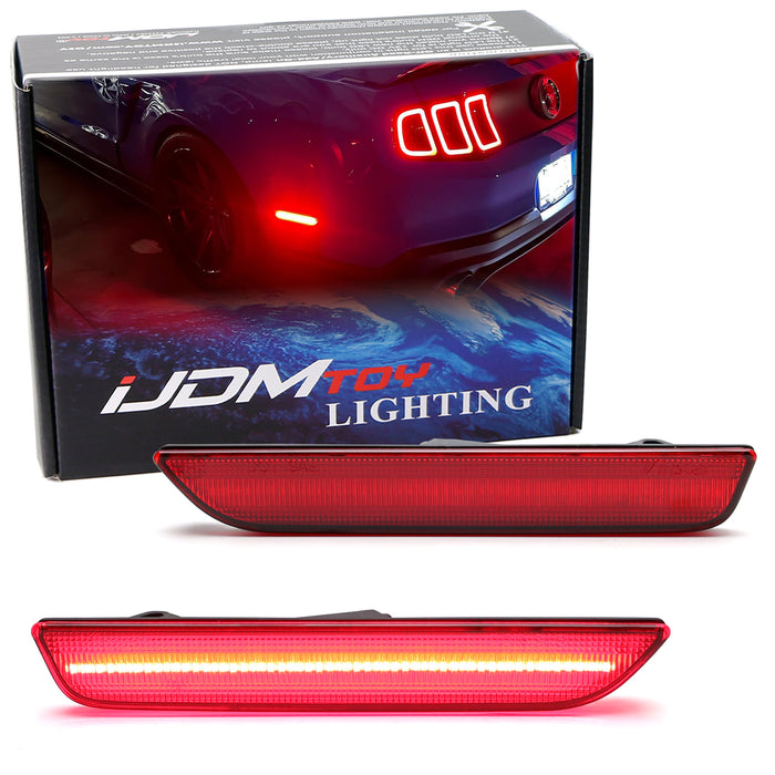 Red Lens LED Rear Side Marker Lamps w/ Red LED Lighting For 2010-14 Ford Mustang