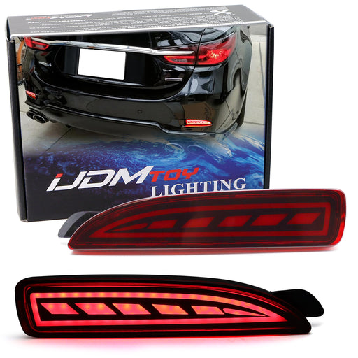 Red Lens Full LED Rear Bumper Reflector Kit For Mazda 3 5 6 as Tail/Brake/Signal