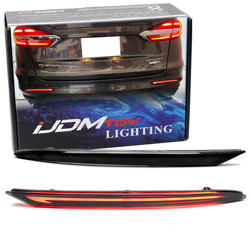 Smoked Lens Full LED Bumper Reflector Lights w/Sequential Signal For Ford Fusion