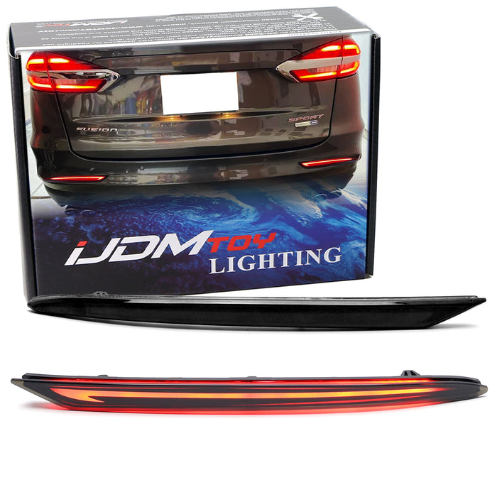 Smoked Lens Full LED Bumper Reflector Lights w/Sequential Signal For Ford Fusion